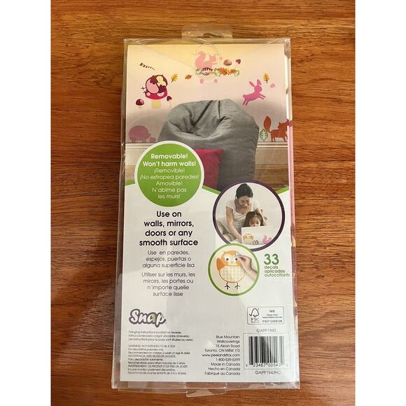 Snap Instant Wall Art Decals Woodlands Art Mural Girl's Decor Owl Fox Rabbit - Picture 2 of 2